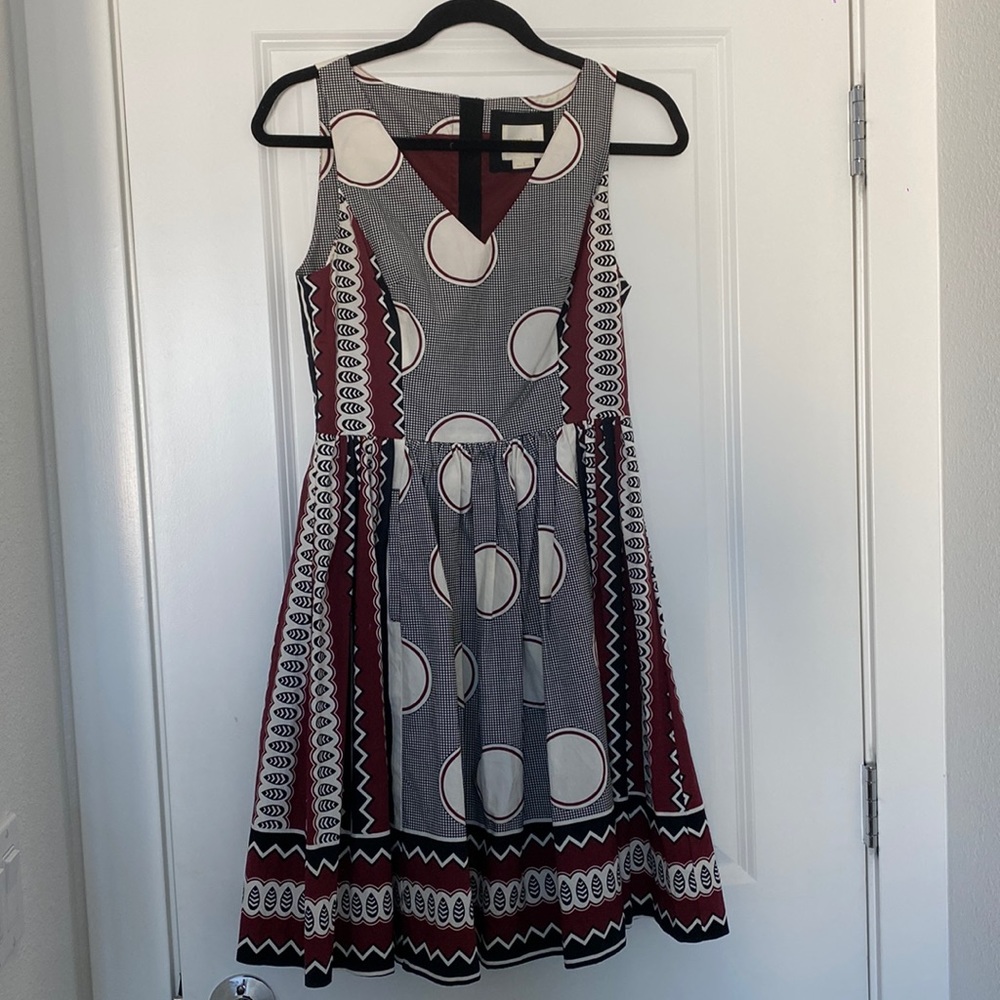Anthropologie geometric pattern A-line dress